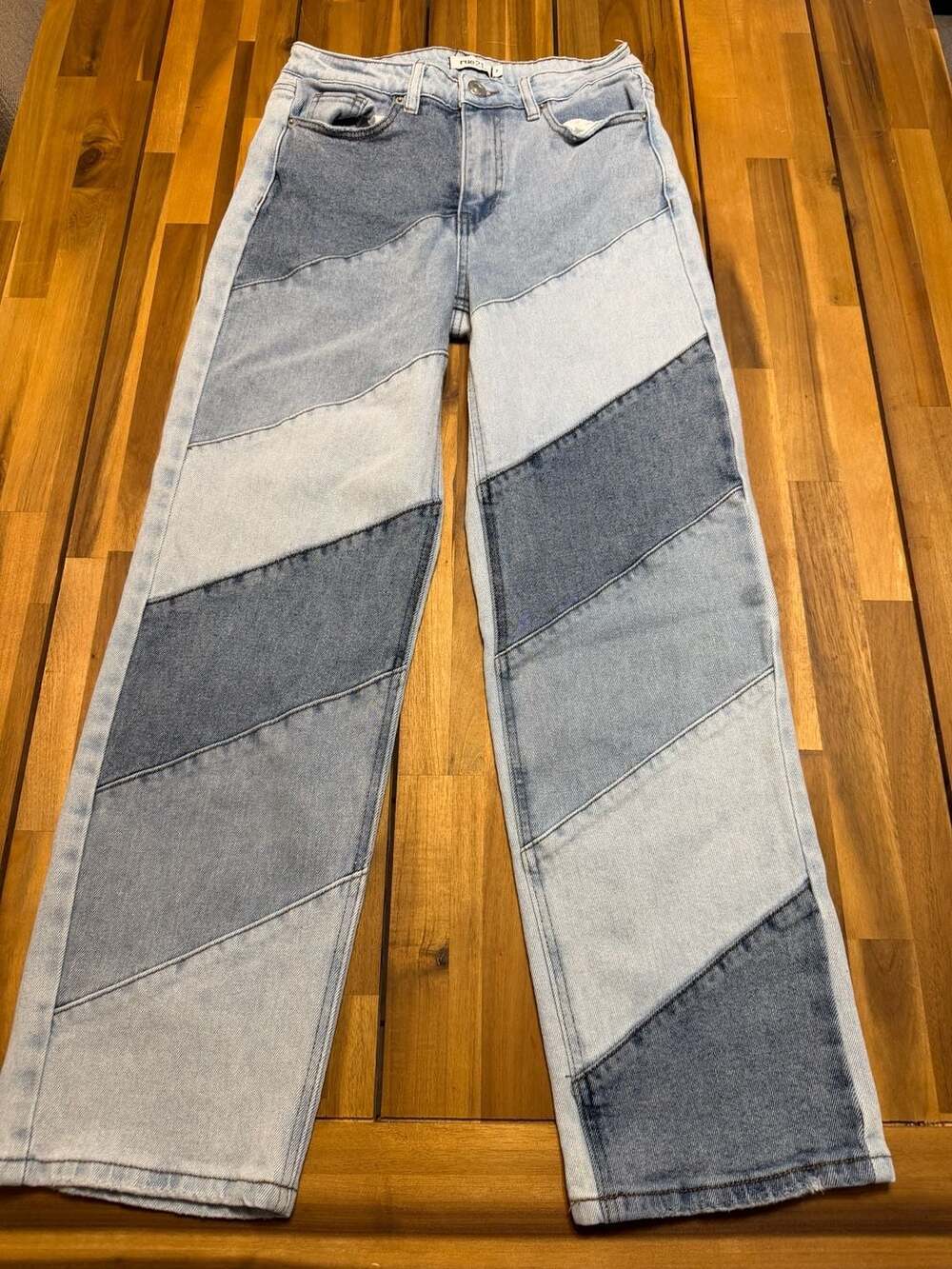 Rue21 Diagonal Color Block Patchwork Denim Jeans Size 3